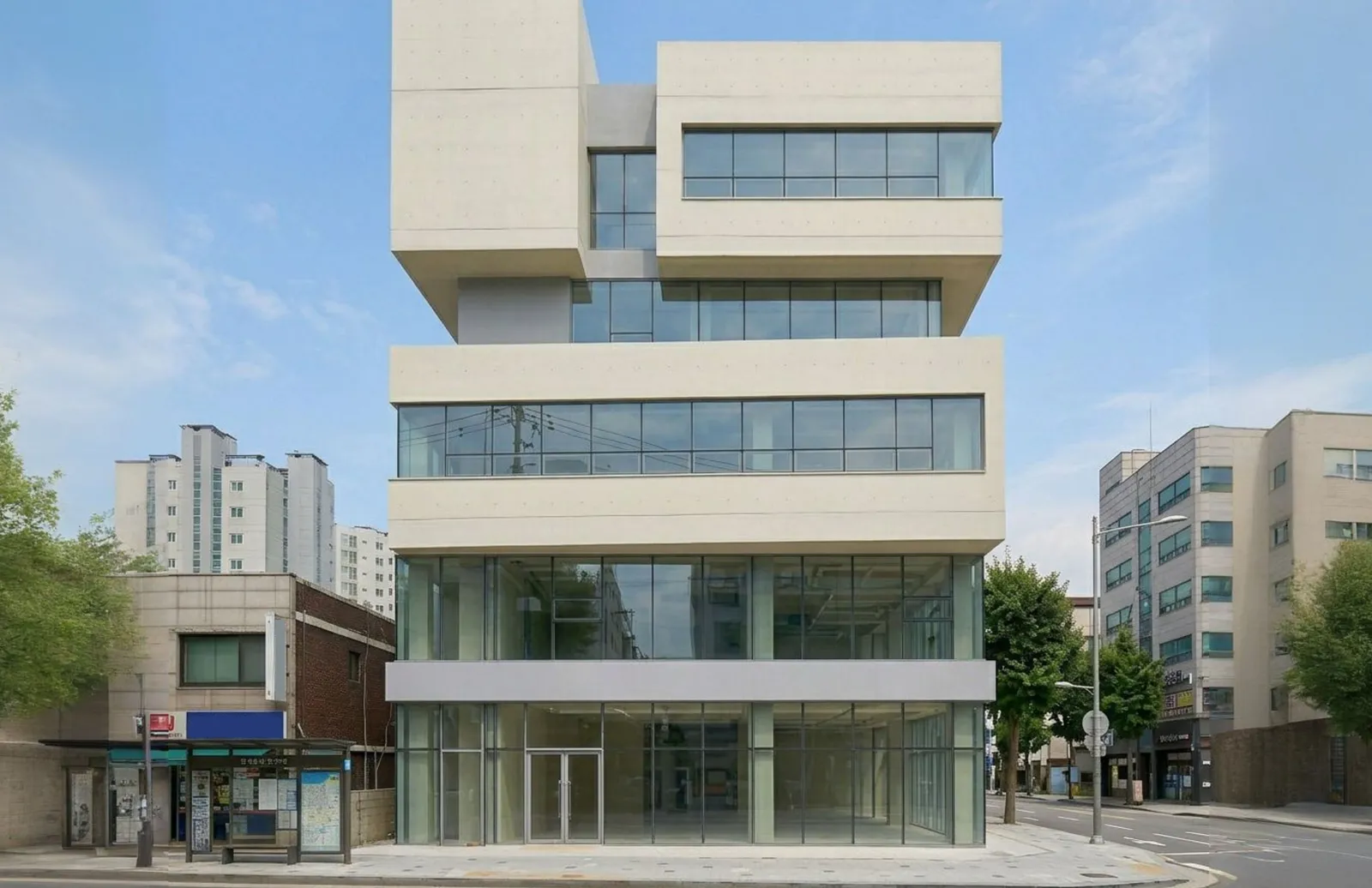 빛을 받아들이는 투명한 구조 — 건테리어 디자인 갤러리 예시 이미지
